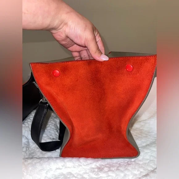 Céline Trapeze Bag Tri-Color Leather & Suede (Black/Grey/Red) W/COA - Picture 9 of 14